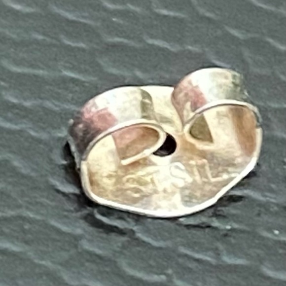 Vintage STR.SII Sterling Silver Turquoise Inlay Comma Teardrop Post Earrings - Picture 12 of 12